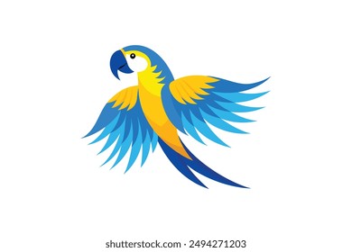 Blue and gold macaw vector art illustration