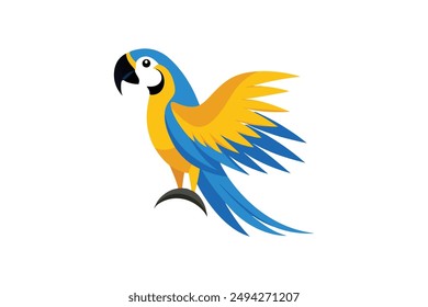 Blue and gold macaw vector art illustration