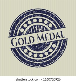 Blue Gold Medal distressed rubber stamp