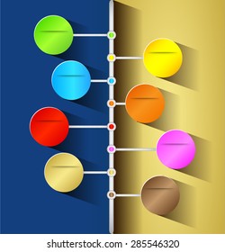 blue gold modern time line template for website computer graphic and technology. text box. colorful