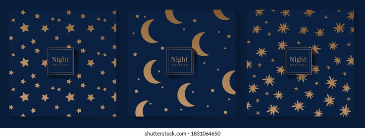 Blue and Gold Night Sky Pattern