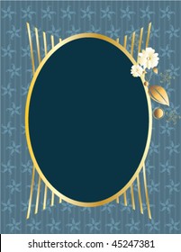 Blue gold oval frame - vector version