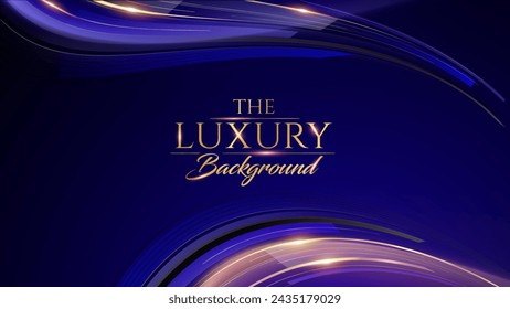 Blue and Gold Premium Background. Innovative Flyer Premium Luxury Template. Cool Concept Design. Glorious Celebratory Template for Movie and Show. Luxurious Wedding Design. Gala Night.