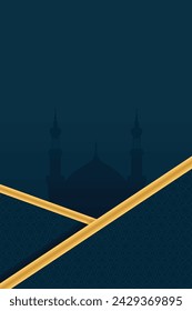 Blue Gold Premium Islamic Template Design with Texture for Website and Greeting card
