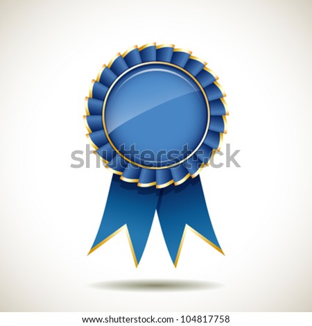 Blue and gold ribbons award, vector illustration