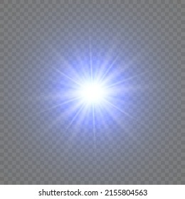 Blue and gold shine gradient glitter, white bright flare. Glare texture. Glowing light effect stars bursts with sparkles. Glitter golden star sparks on transparent background. Xmas lights. Vector