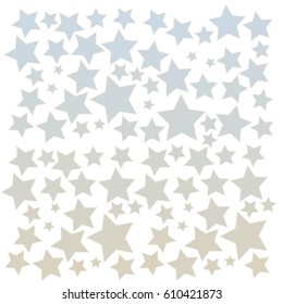 Blue and Gold Stars of Different Color Tone on White Background
