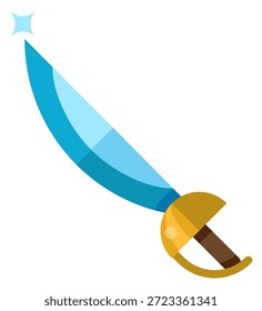 Una espada azul y dorada con un mango dorado