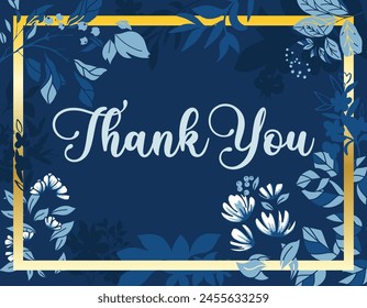 Blue and Gold Thank You Vector Card Background