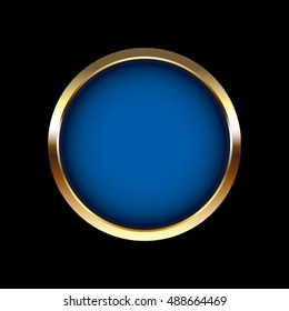 Blue And Gold Vector Design Element With Space For Your Text. The Black Background Is On A Separate Layer.