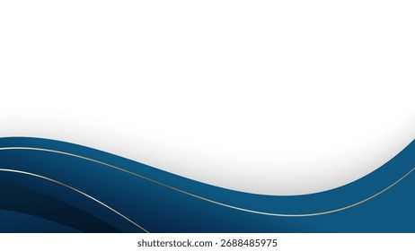 Colección de Vector de marco de esquina y borde de forma Abstractas de onda de oro azul. Elementos decorativos Esquinas, bordes y marco
