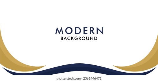 Blue  gold and white business wave banner background