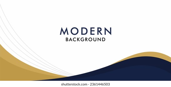 Blue  gold and white business wave banner background