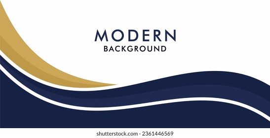 Blue  gold and white business wave banner background