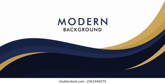 Blue  gold and white business wave banner background