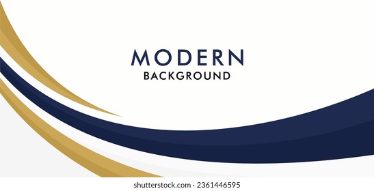 Blue  gold and white business wave banner background