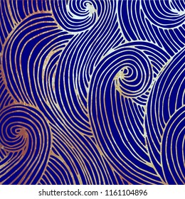 Blue and golden abstract pattern, stylish background, vector illustration.