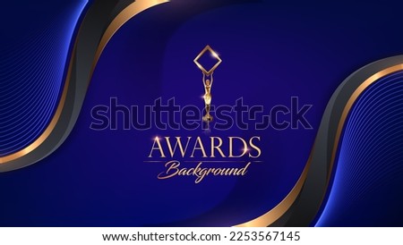 Blue Golden Abstract Wave Pattern. Modern Geometric Shape Background. Award Background. Luxury Background.  