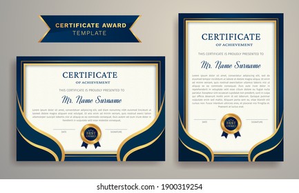 Blue and Golden Certificate Award Design Template