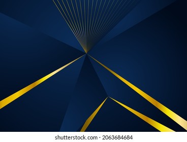 Blau-goldener, geometrischer, Low-Poly-abstrakter Hintergrund. High-Tech-Vektordesign