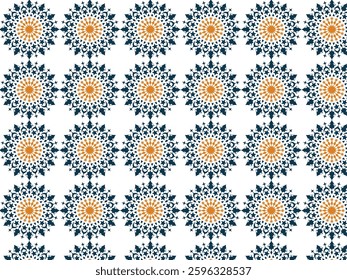 Blue and golden luxury vector seamless pattern. Ornament, Traditional, Ethnic, Arabic, Turkish, Indian motifs. Great for fabric and textile, wallpaper, packaging design or any desired idea.
