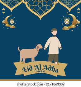 Blue Golden Modern Eid Al-Adha Social Media Post Design Background