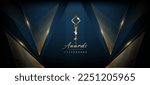 Blue Golden Polygonal Edge Triangle Corner. Royal Awards Graphics Background. Glowing Lines Elegant Shine Modern Template. Luxury Premium Corporate Template. Triangle shape Abstract Certificate 