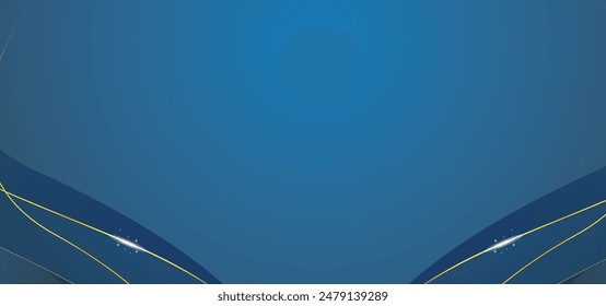 Esquina triangular azul con borde poligonal dorado. Fondo de gráficos de los Royal Awards. Líneas Brillantes Elegantes Brillan Plantilla Moderna. Lujosa Plantilla Corporativa Premium. Forma de triángulo Abstractas Certificado