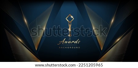 Blue Golden Polygonal Edge Triangle Corner. Royal Awards Graphics Background. Glowing Lines Elegant Shine Modern Template. Luxury Premium Corporate Template. Triangle shape Abstract Certificate 