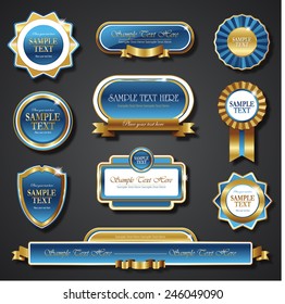 blue golden promo stickers quality seals and ribbons
