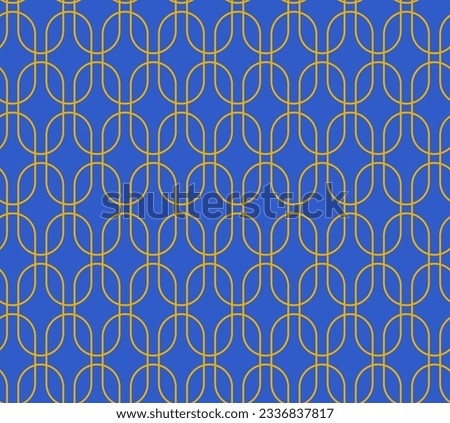 Blue and golden round corner rectangles in a grid seamless repeat pattern illustration background 