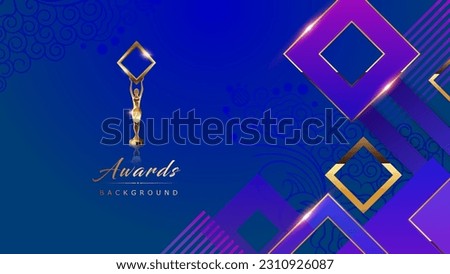 Blue Golden Royal Award Background. Diamond Elegant Shine Spark. Luxury Premium Corporate Abstract Design Template. Classic Shape Post. Center LED Screen Visual. Business Event Design Stock foto © 