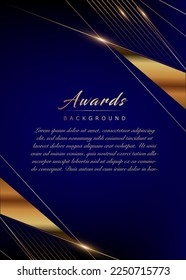 Blue Golden Side Corner Design Award Background. Trophy on Luxury Background. Modern Abstract Design Template Wedding and Marriage Card. Engagement Invitation Card. A4 Letter Size Certificate Design. 