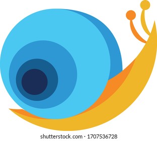 Blue And Golden Snail Logo