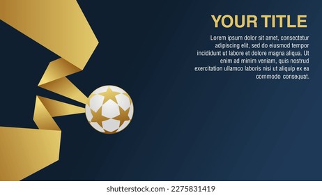 Blue golden vector background with golden soccer ball