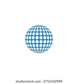 Vetor de bola de golfe azul com padrão de covinhas. Elemento de design da esfera. Gráfico de bola de golfe moderno em fundo neutro.