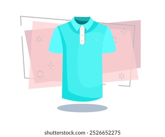 Blue golf shirt vector. Golf player, sport club, sportswear. Golf concept. Vector illustration can be used for topics like sport, hobby, leisure