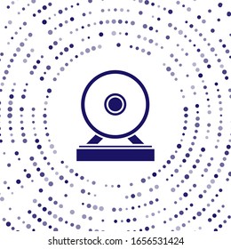 Blue Gong musical percussion instrument circular metal disc icon isolated on white background. Abstract circle random dots. Vector Illustration
