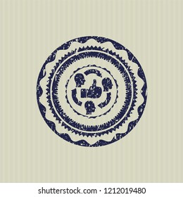 Blue good customer feedback icon inside distressed grunge style stamp