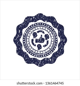 Blue good customer feedback icon inside grunge seal
