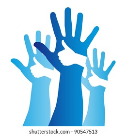 blue good and open hands sign over white background. vector