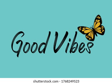 blue good vibes design hand drawn
