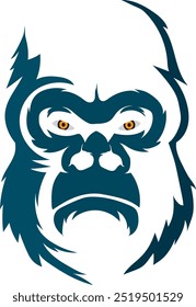 Gorila azul chimpancé cara logo silueta