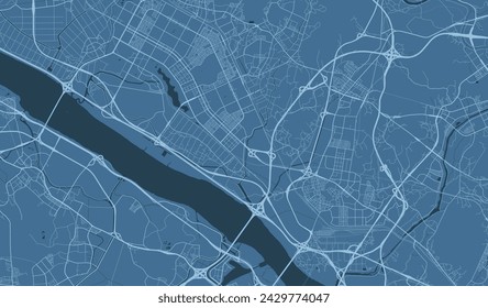 Blue Goyang map, South Korea. Vector city streetmap, municipal area.