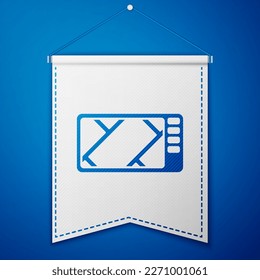 Blue Gps device with map icon isolated on blue background. White pennant template. Vector Illustration