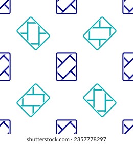Blue Gps device with map icon isolated seamless pattern on white background.  Vector Illustration