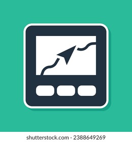 Blue Gps device with map icon isolated on green background.  Vector