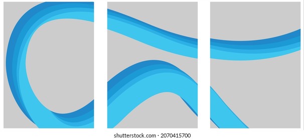 Blue gradation flow vector illustration set for poster, web design, infographic, etc