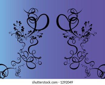 blue graded background with foliage