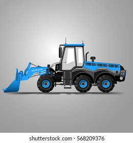 Blue grader bulldozer  isolated illustration for banner internet poster etc flatten isolated illustration vector